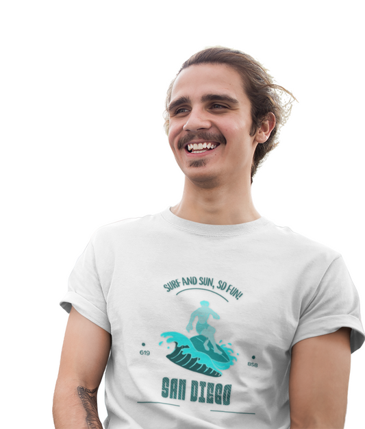 Surf and Sun, SD Fun Unisex Tee - Beach Lover Gift, California Surf Shirt, 619 Shore T-Shirt, Ocean Vibes Top, Surfing Apparel