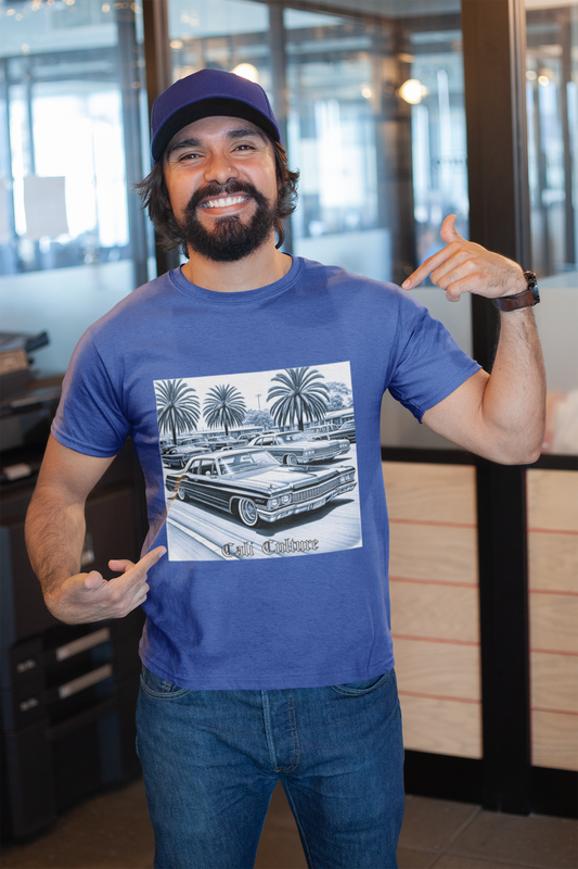 California Lowrider T-Shirt, West Coast Style Shirt, Urban Streetwear Tee, Vintage Car Lover Gift, Chicano Art Clothing, Retro Car Lover