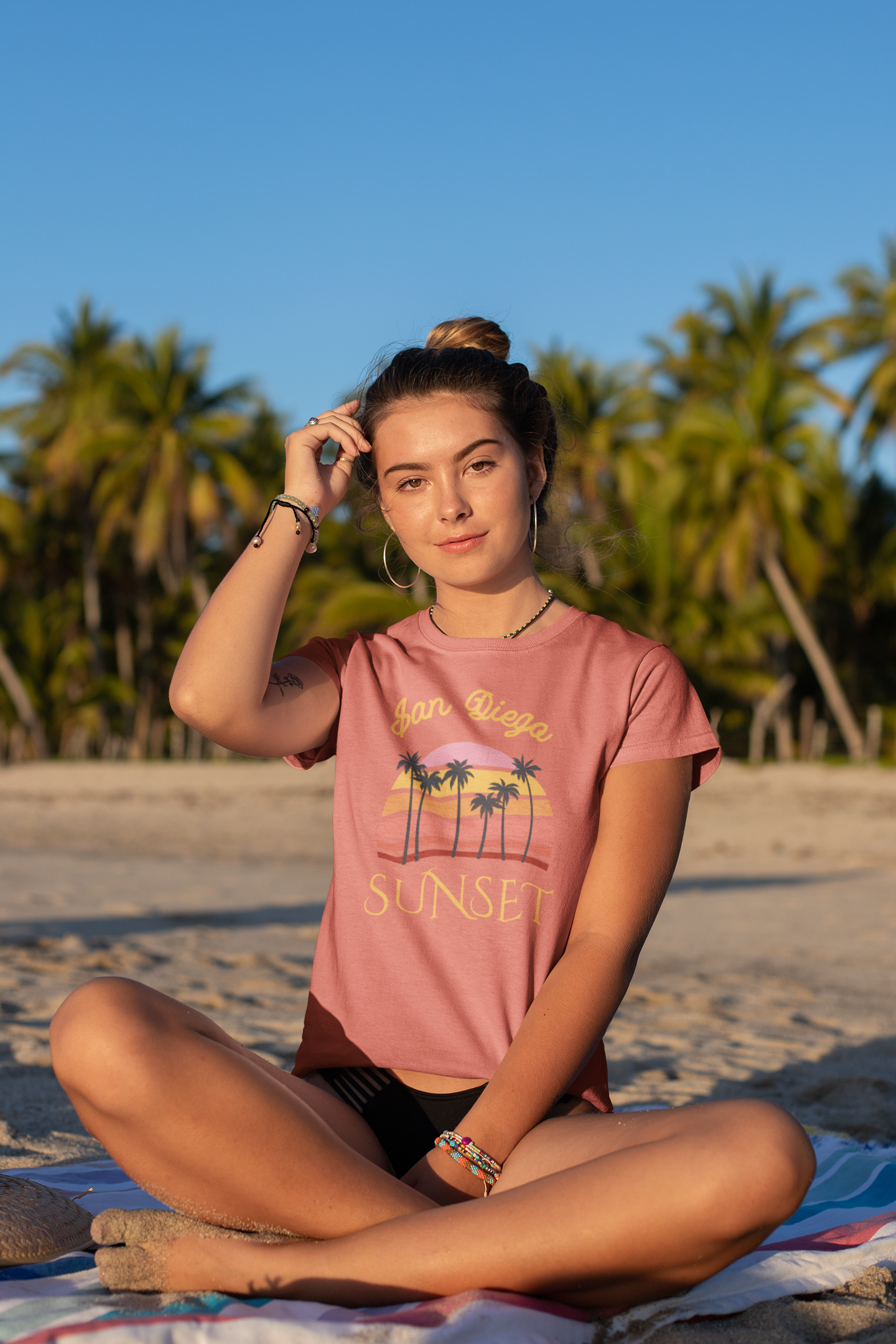 San Diego Sunset Unisex Tee, Retro T-Shirt, Palm Tree Shirt, Perfect Summer Outfit, California Vibes, Gift for Beach Lovers