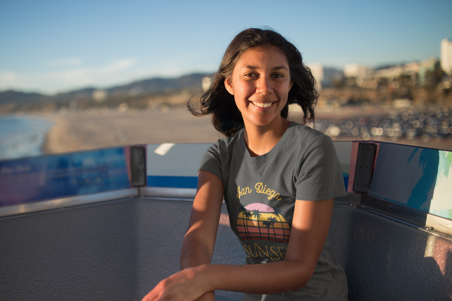 San Diego Sunset Unisex Tee, Retro T-Shirt, Palm Tree Shirt, Perfect Summer Outfit, California Vibes, Gift for Beach Lovers