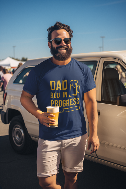 Funny Dad Bod in Progress T-Shirt, Beer Lover Tee, Father's Day Gift, Humorous Graphic Shirt, Men's Casual Top