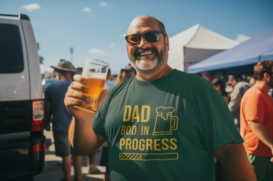 Funny Dad Bod in Progress T-Shirt, Beer Lover Tee, Father's Day Gift, Humorous Graphic Shirt, Men's Casual Top