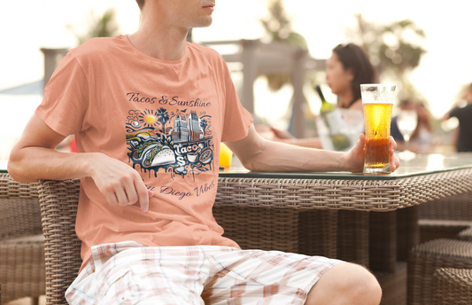 San Diego Vibes T-Shirt, Tacos & Sunshine Tee, Unisex Jersey Shirt, California Culture Top, Beach Lover Gift, 619 Love