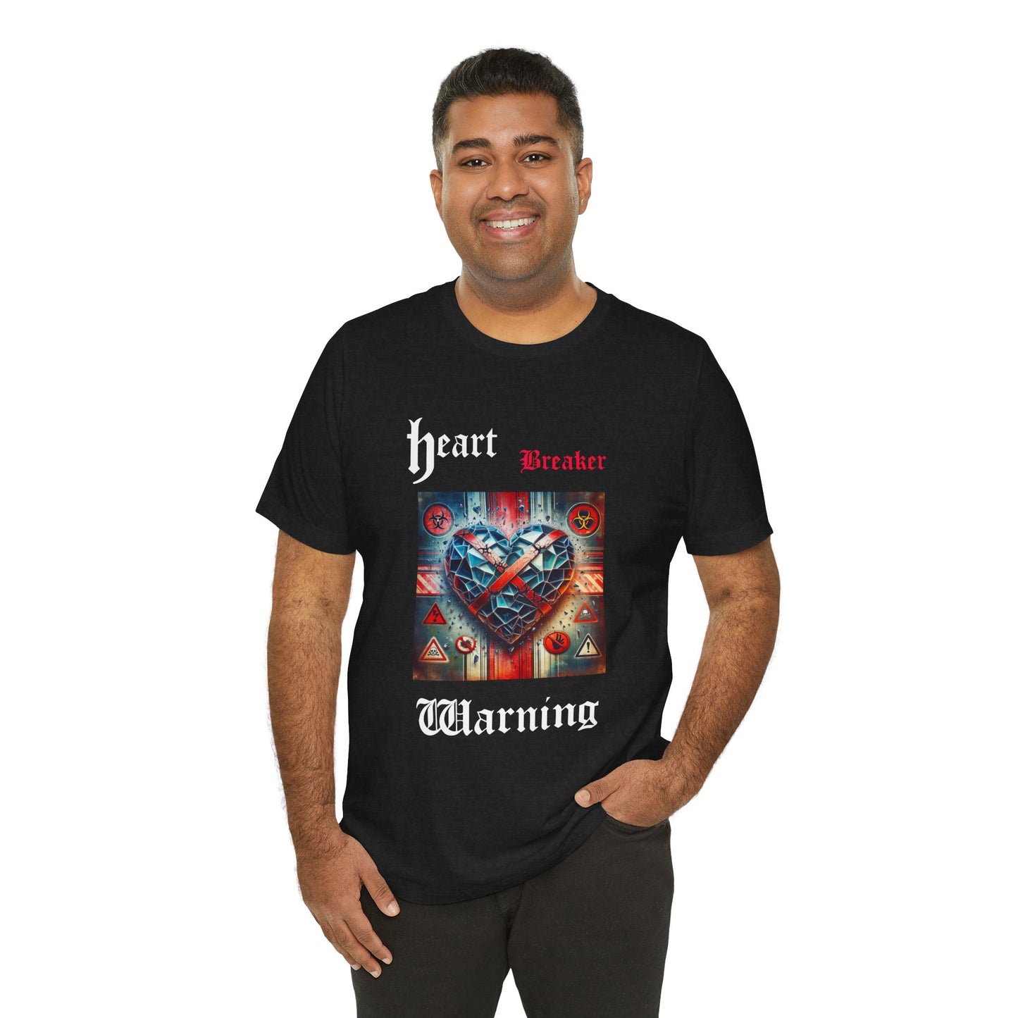 Heart Breaker Warning Tee, Trendy Graphic T-Shirt for Fashion Lovers, Valentine's Day Gift, Streetwear Style, Casual Everyday Wear, Unique