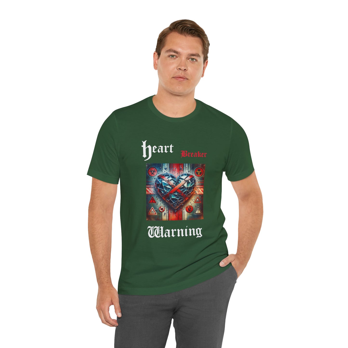 Heart Breaker Warning Tee, Trendy Graphic T-Shirt for Fashion Lovers, Valentine's Day Gift, Streetwear Style, Casual Everyday Wear, Unique