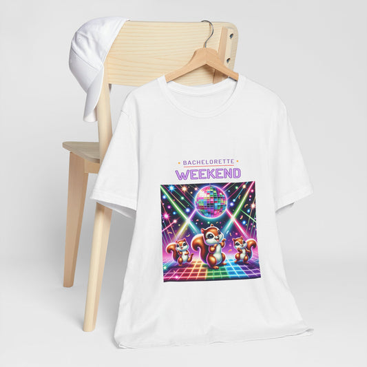 Bachelorette Weekend Tee, Vibrant Party Shirt, Unisex Fun Tee, Disco Theme Top, Group Celebration Apparel